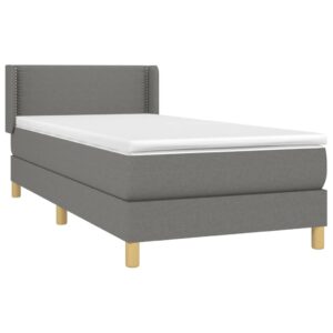 Κρεβάτι Boxspring με Στρώμα Σκούρο Γκρι 80x200 εκ. Υφασμάτινο