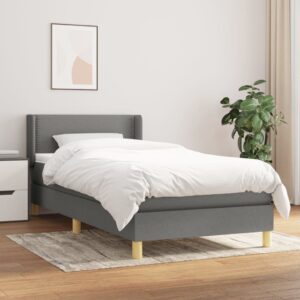 Κρεβάτι Boxspring με Στρώμα Σκούρο Γκρι 80x200 εκ. Υφασμάτινο