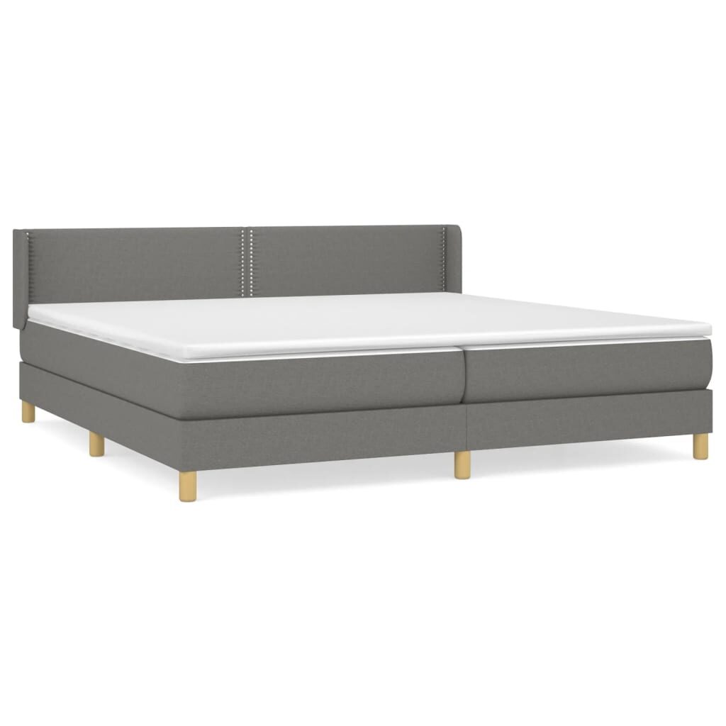 Κρεβάτι Boxspring με Στρώμα Σκούρο Γκρι 200x200 εκ. Υφασμάτινο