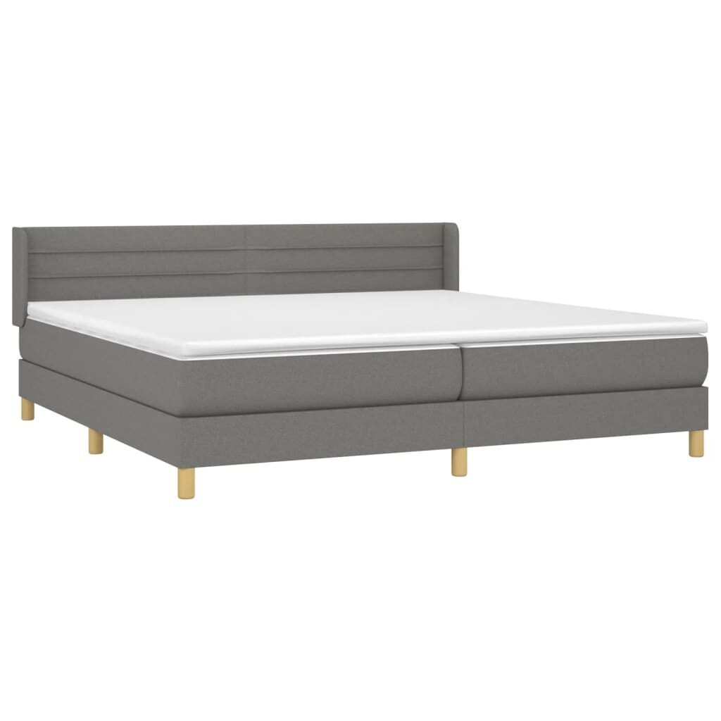 Κρεβάτι Boxspring με Στρώμα Σκούρο Γκρι 200x200 εκ. Υφασμάτινο