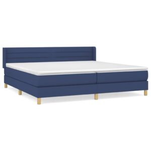 Κρεβάτι Boxspring με Στρώμα Μπλε 200x200 εκ. Υφασμάτινο