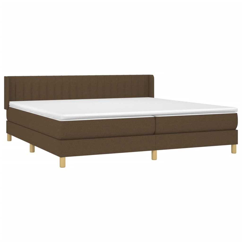 Κρεβάτι Boxspring με Στρώμα Σκούρο Καφέ 200x200 εκ. Υφασμάτινο