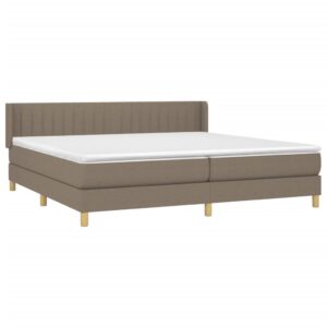 Κρεβάτι Boxspring με Στρώμα Taupe 200x200 εκ. Υφασμάτινο