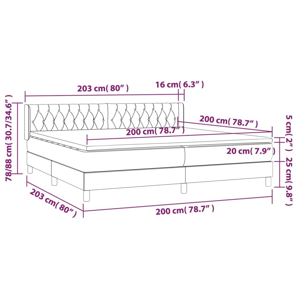 Κρεβάτι Boxspring με Στρώμα Σκούρο Γκρι 200x200 εκ. Υφασμάτινο