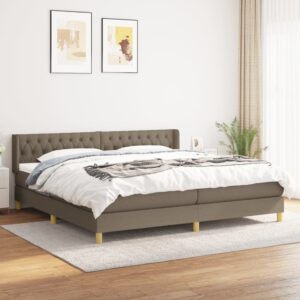 Κρεβάτι Boxspring με Στρώμα Taupe 200x200 εκ. Υφασμάτινο