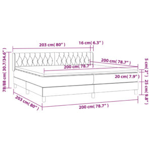 Κρεβάτι Boxspring με Στρώμα Taupe 200x200 εκ. Υφασμάτινο