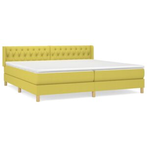 Κρεβάτι Boxspring με Στρώμα Πράσινο 200x200 εκ. Υφασμάτινο