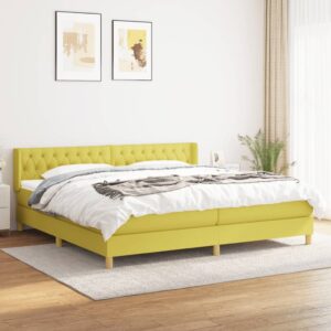 Κρεβάτι Boxspring με Στρώμα Πράσινο 200x200 εκ. Υφασμάτινο