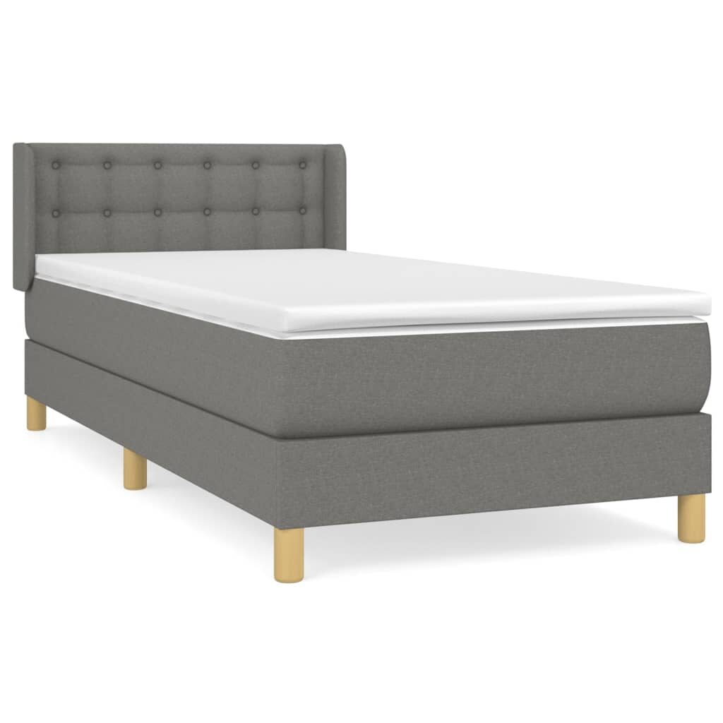 Κρεβάτι Boxspring με Στρώμα Σκούρο Γκρι 80x200 εκ. Υφασμάτινο