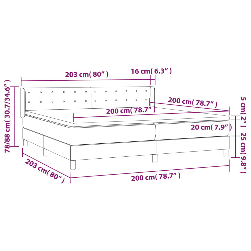 Κρεβάτι Boxspring με Στρώμα Μπλε 200x200 εκ. Υφασμάτινο