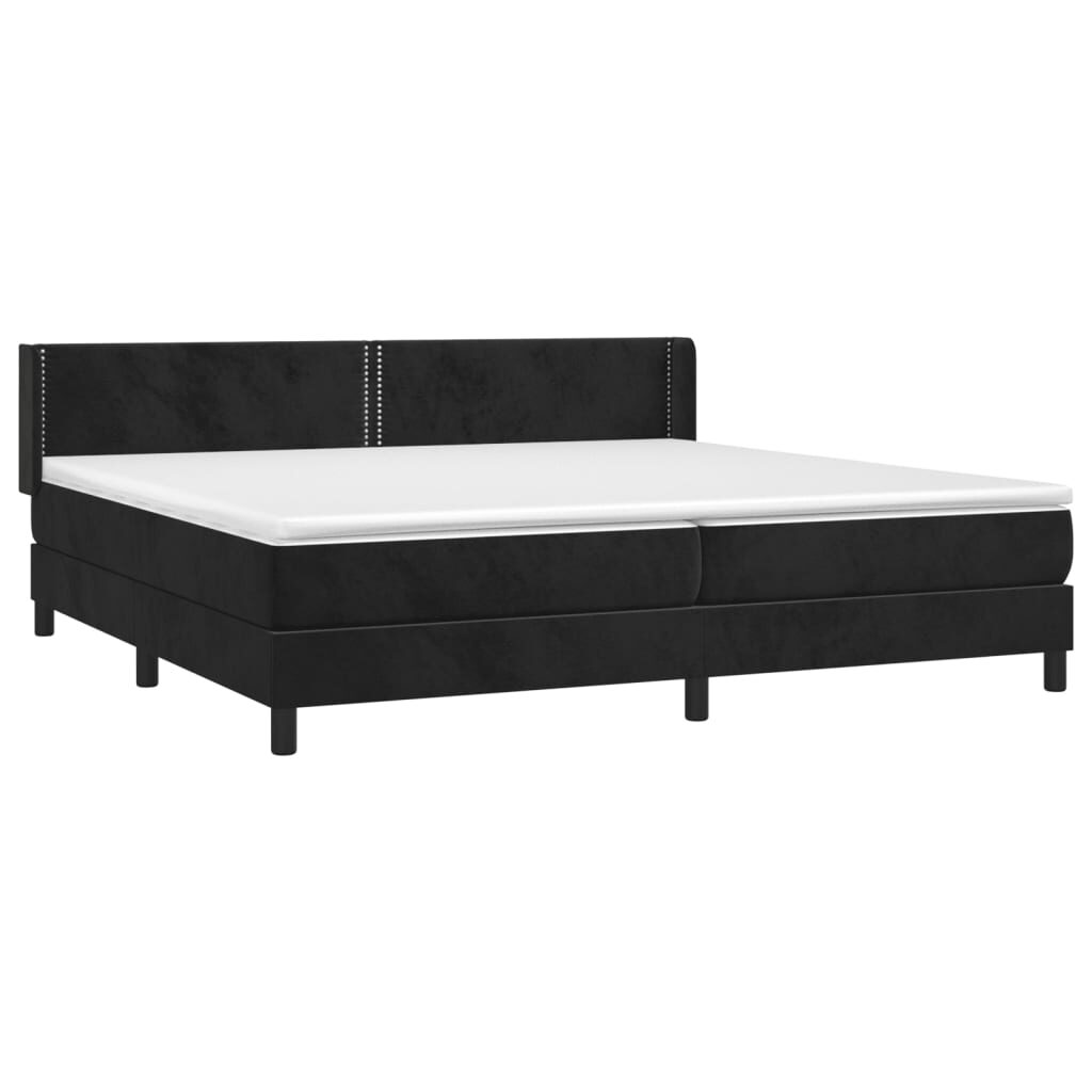 Κρεβάτι Boxspring με Στρώμα Μαύρο 200x200 εκ. Βελούδινο