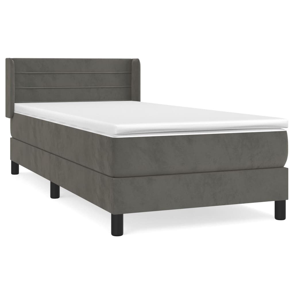 Κρεβάτι Boxspring με Στρώμα Σκούρο Γκρι 80x200 εκ. Βελούδινο