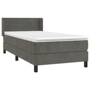 Κρεβάτι Boxspring με Στρώμα Σκούρο Γκρι 80x200 εκ. Βελούδινο