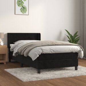 Κρεβάτι Boxspring με Στρώμα Μαύρο 80 x 200 εκ. Βελούδινο