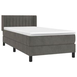 Κρεβάτι Boxspring με Στρώμα Σκούρο Γκρι 80x200 εκ. Βελούδινο