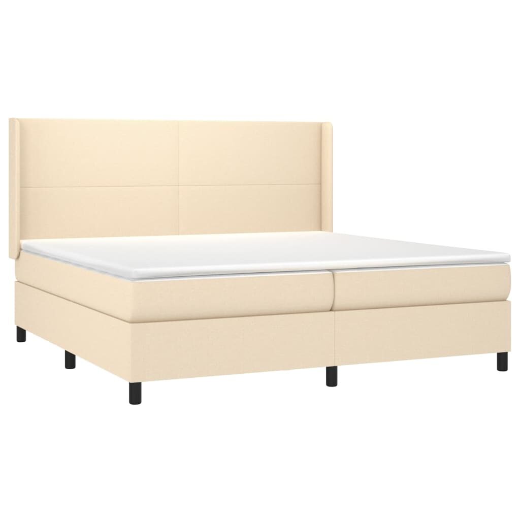 Κρεβάτι Boxspring με Στρώμα Κρεμ 200x200 εκ. Υφασμάτινο