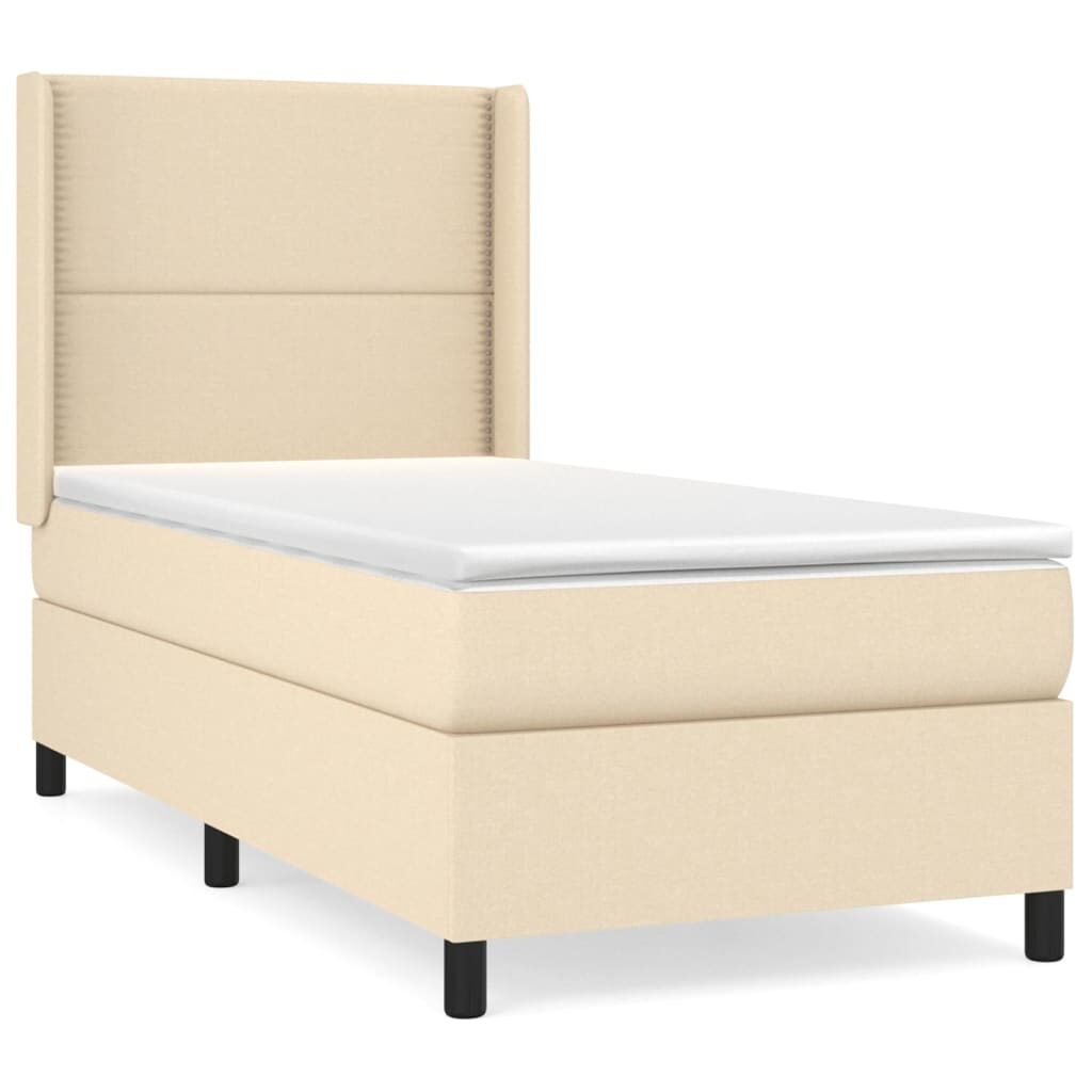 Κρεβάτι Boxspring με Στρώμα Κρεμ 90x200 εκ.Υφασμάτινο