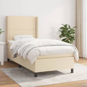 Κρεβάτι Boxspring με Στρώμα Κρεμ 90x200 εκ.Υφασμάτινο