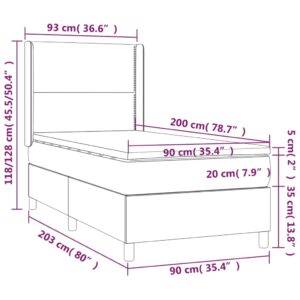 Κρεβάτι Boxspring με Στρώμα Κρεμ 90x200 εκ.Υφασμάτινο