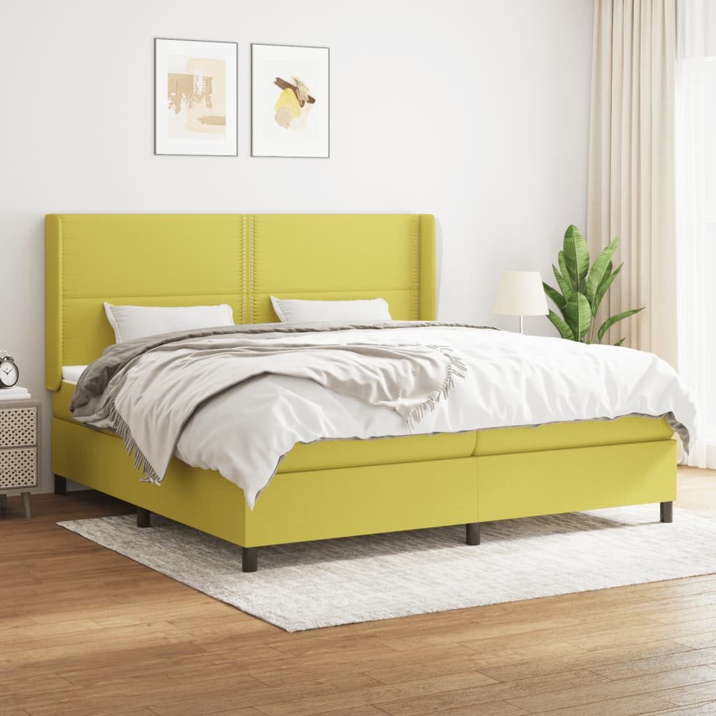 Κρεβάτι Boxspring με Στρώμα Πράσινο 200x200 εκ. Υφασμάτινο