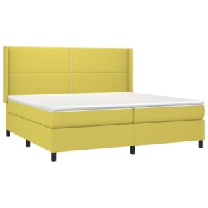 Κρεβάτι Boxspring με Στρώμα Πράσινο 200x200 εκ. Υφασμάτινο