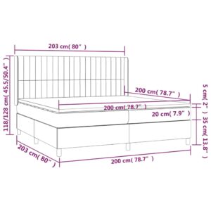 Κρεβάτι Boxspring με Στρώμα Σκούρο Καφέ 200x200 εκ. Υφασμάτινο