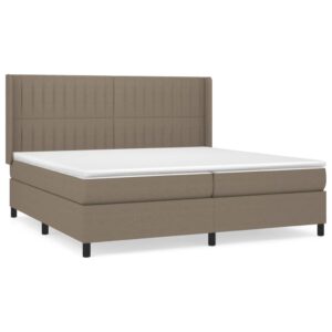 Κρεβάτι Boxspring με Στρώμα Taupe 200x200 εκ. Υφασμάτινο