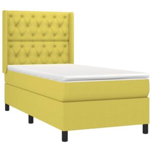 Κρεβάτι Boxspring με Στρώμα Πράσινο 80 x 200 εκ. Υφασμάτινο