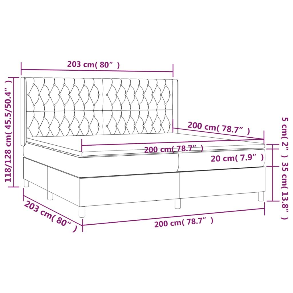 Κρεβάτι Boxspring με Στρώμα Σκούρο Καφέ 200x200 εκ. Υφασμάτινο