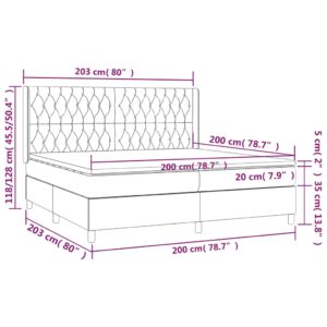 Κρεβάτι Boxspring με Στρώμα Σκούρο Καφέ 200x200 εκ. Υφασμάτινο