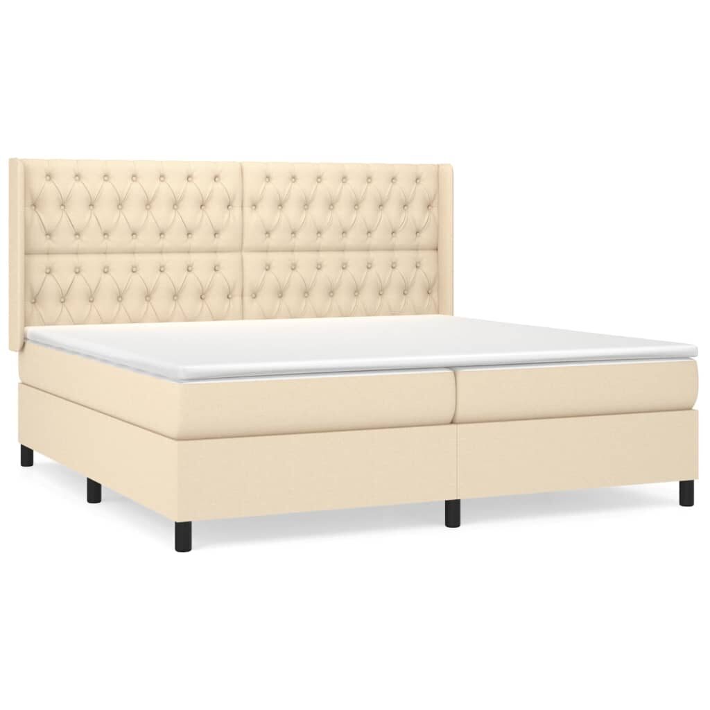 Κρεβάτι Boxspring με Στρώμα Κρεμ 200x200 εκ. Υφασμάτινο