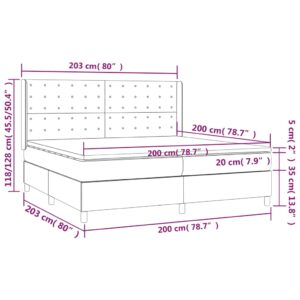 Κρεβάτι Boxspring με Στρώμα Σκούρο Καφέ 200x200 εκ. Υφασμάτινο