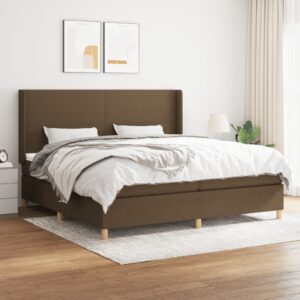 Κρεβάτι Boxspring με Στρώμα Σκούρο Καφέ 200x200 εκ. Υφασμάτινο