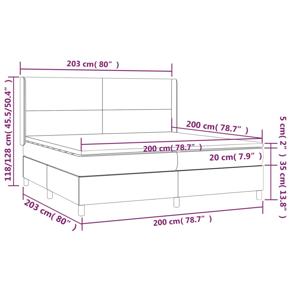 Κρεβάτι Boxspring με Στρώμα Κρεμ 200x200 εκ. Υφασμάτινο