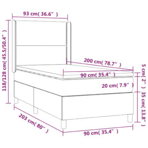 Κρεβάτι Boxspring με Στρώμα Κρεμ 90x200 εκ.Υφασμάτινο