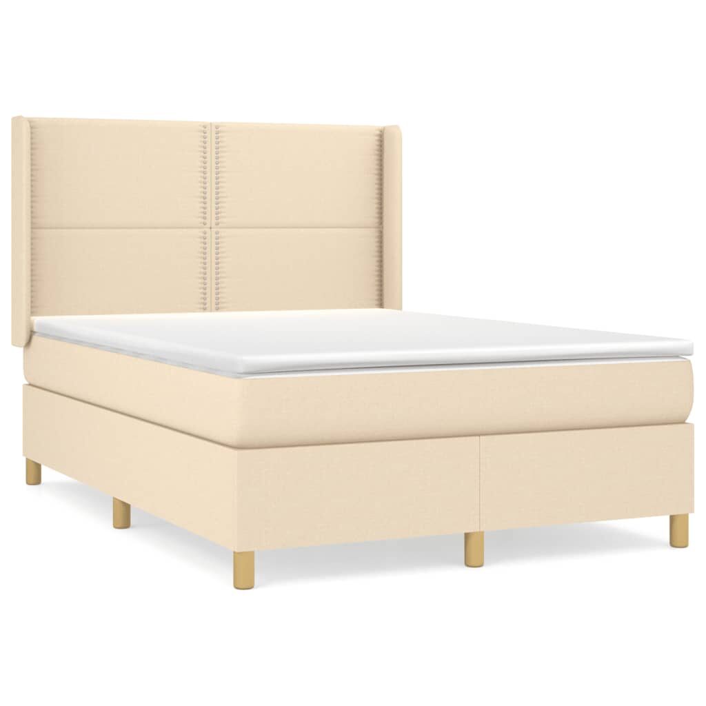 Κρεβάτι Boxspring με Στρώμα Κρεμ 140x200 εκ. Υφασμάτινο