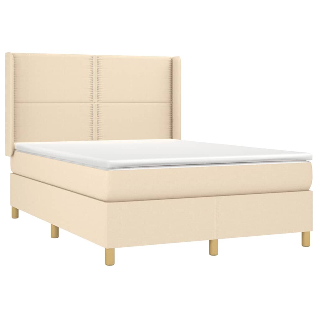 Κρεβάτι Boxspring με Στρώμα Κρεμ 140x200 εκ. Υφασμάτινο