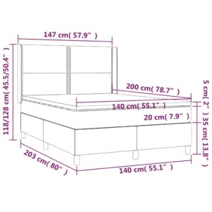 Κρεβάτι Boxspring με Στρώμα Κρεμ 140x200 εκ. Υφασμάτινο