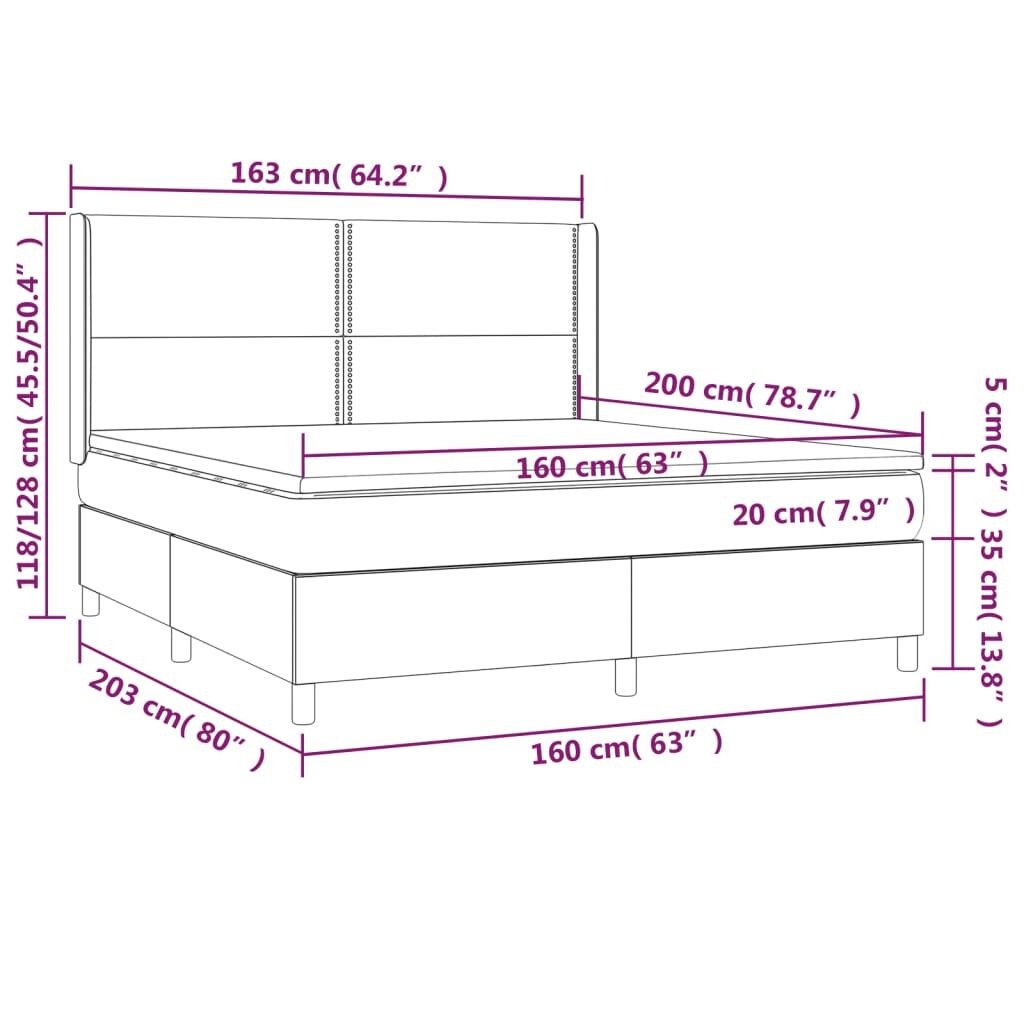 Κρεβάτι Boxspring με Στρώμα Πράσινο 160x200 εκ.Υφασμάτινο