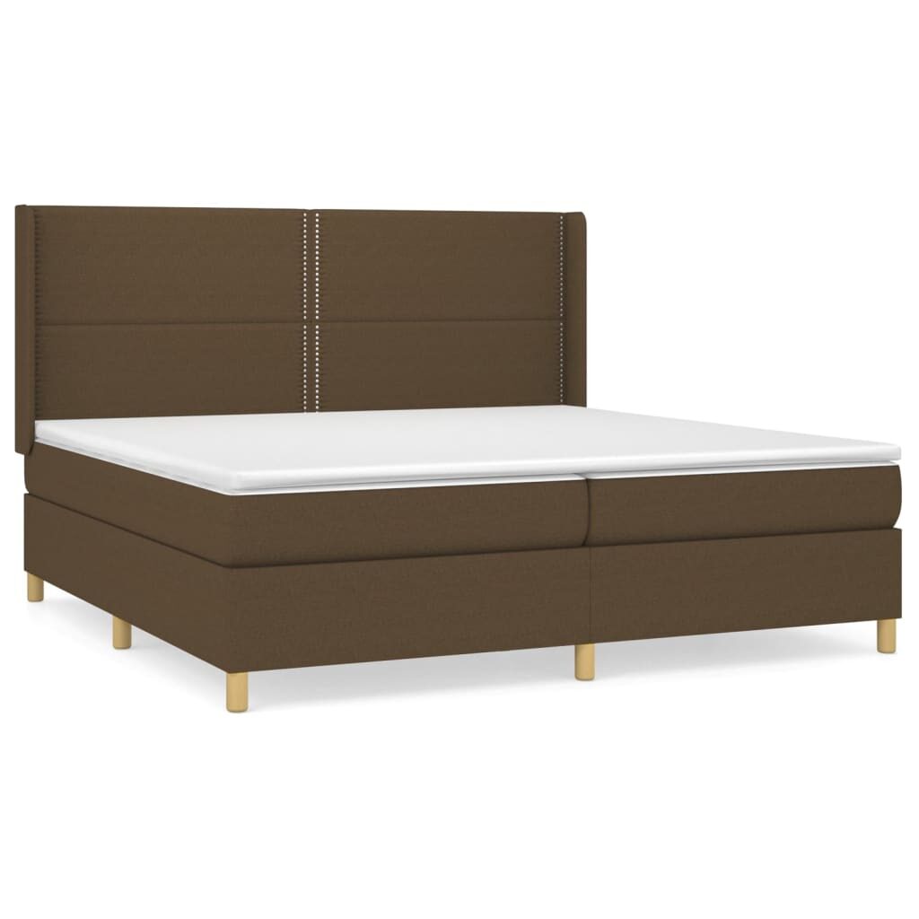 Κρεβάτι Boxspring με Στρώμα Σκούρο Καφέ 200x200 εκ. Υφασμάτινο