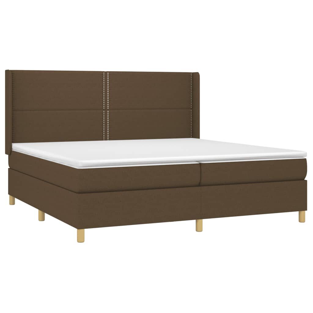 Κρεβάτι Boxspring με Στρώμα Σκούρο Καφέ 200x200 εκ. Υφασμάτινο