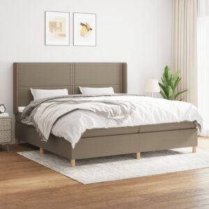 Κρεβάτι Boxspring με Στρώμα Taupe 200x200 εκ. Υφασμάτινο