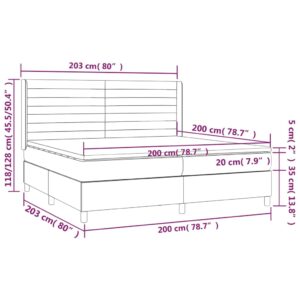 Κρεβάτι Boxspring με Στρώμα Σκούρο Γκρι 200x200 εκ. Υφασμάτινο