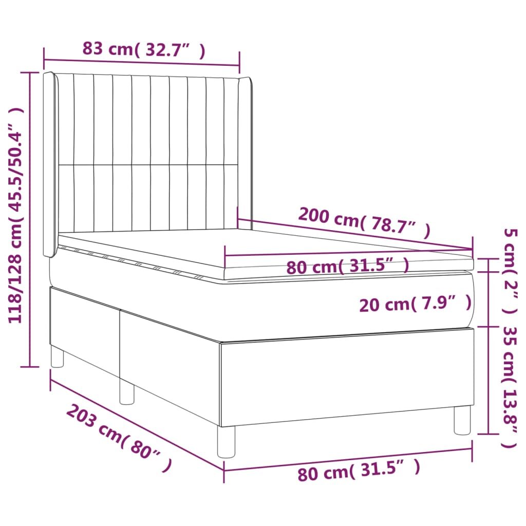 Κρεβάτι Boxspring με Στρώμα Πράσινο 80 x 200 εκ. Υφασμάτινο