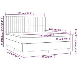 Κρεβάτι Boxspring με Στρώμα Σκούρο Καφέ 160x200 εκ Υφασμάτινο