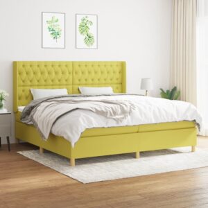 Κρεβάτι Boxspring με Στρώμα Πράσινο 200x200 εκ. Υφασμάτινο