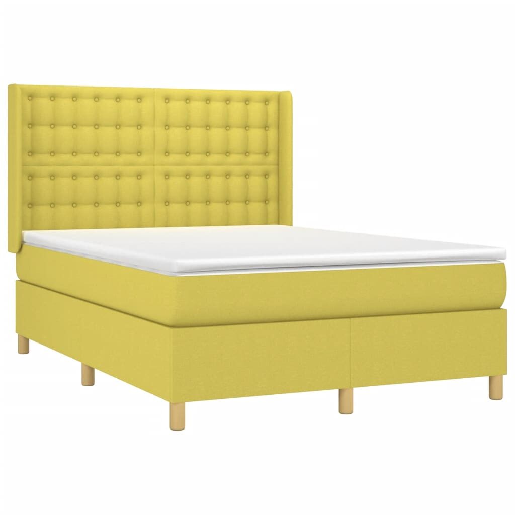 Κρεβάτι Boxspring με Στρώμα Πράσινο 140x200 εκ.Υφασμάτινο