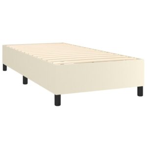 Κρεβάτι Boxspring με Στρώμα Κρεμ 90x190 εκ. από Συνθετικό Δέρμα