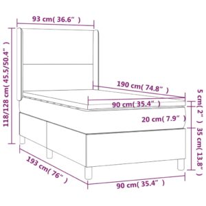 Κρεβάτι Boxspring με Στρώμα Κρεμ 90x190 εκ. από Συνθετικό Δέρμα