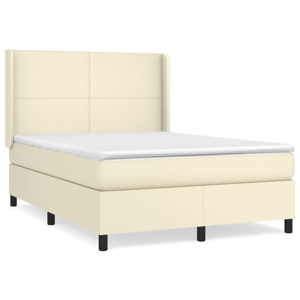 Κρεβάτι Boxspring με Στρώμα Κρεμ 140x190εκ. από Συνθετικό Δέρμα